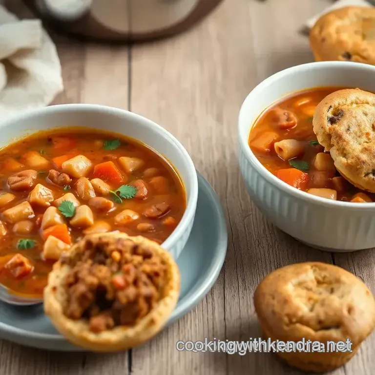 Tuscan Bean Soup with Herb Savory Muffins presentation