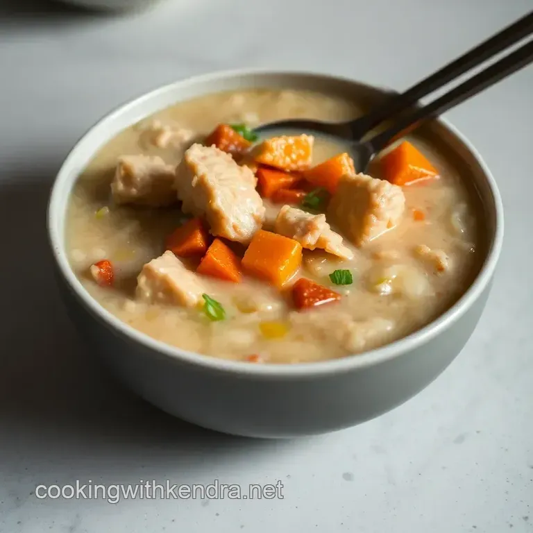 Creamy Asian Chicken Congee (Rice Porridge) presentation