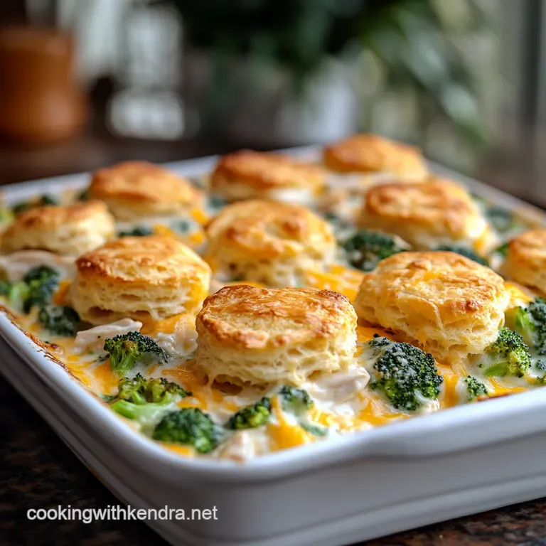 Creamy Chicken Broccoli Casserole with Cheddar Biscuit Topping