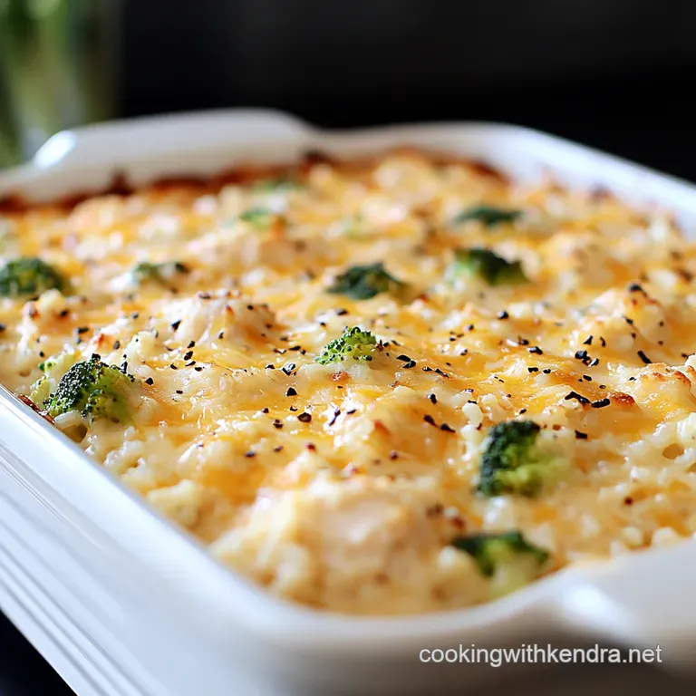 Creamy Chicken Broccoli Cheddar Rice Bake the Ultimate Comfort Food Casserole presentation
