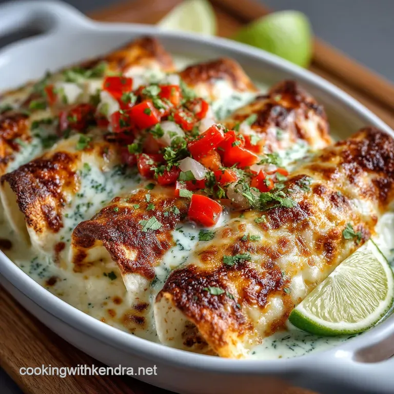 The Ultimate Creamy Chicken Enchiladas Blanco Style presentation