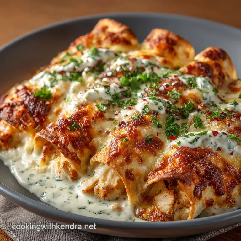 Creamy Chicken Enchiladas Recipe Blanco Style with Homemade White Sauce