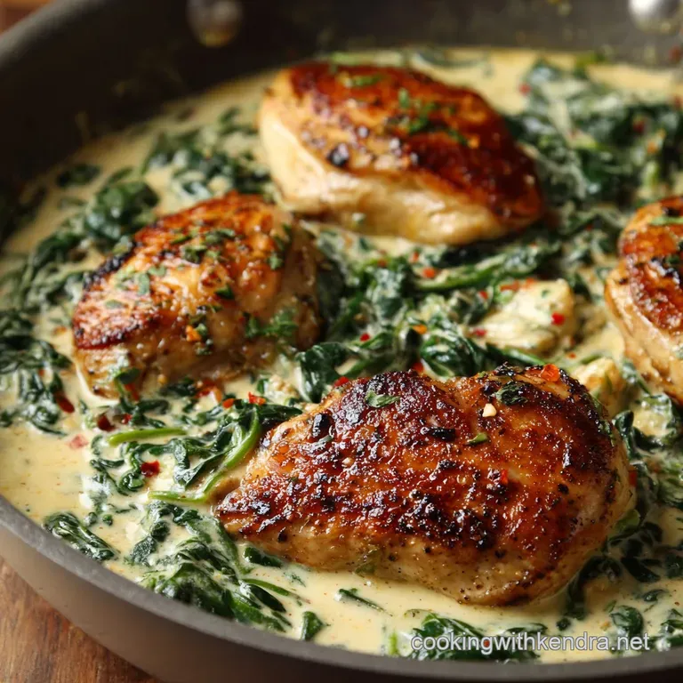 Chicken Florentine: the Classic Pan-Seared Dinner Recipe with a Silky Cream Sauce presentation