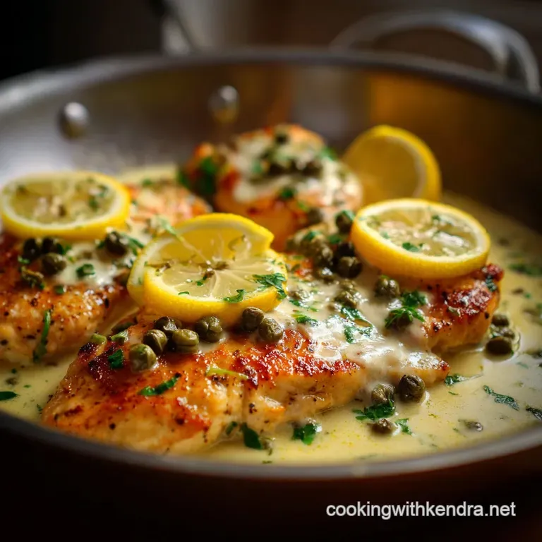 The Best Creamy Chicken Piccata Lemon Capers and Double Cr&egrave;me presentation