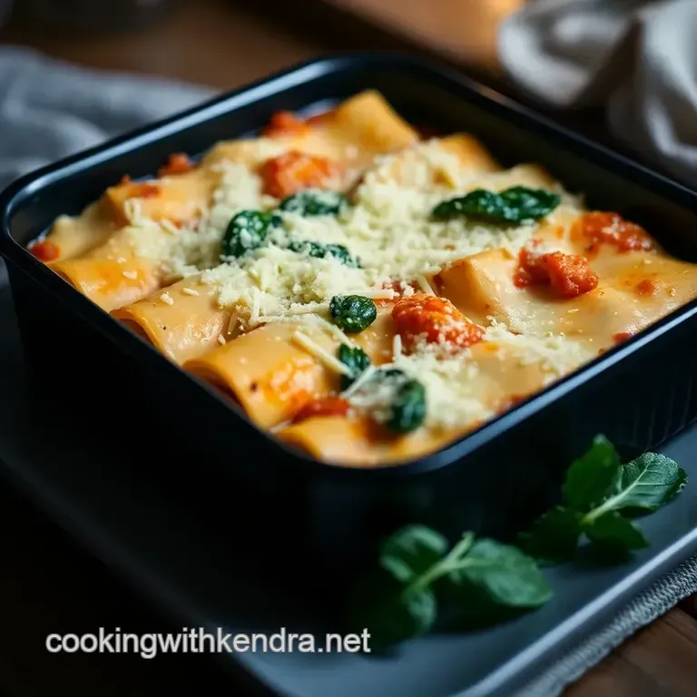 Creamy Chicken & Spinach Manicotti with Marinara Sauce presentation