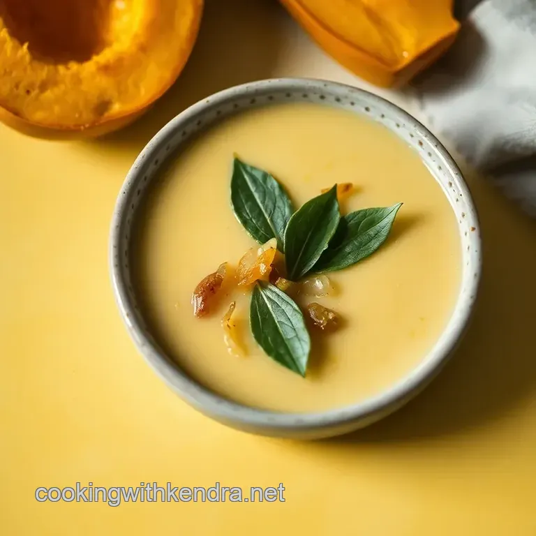 Creamy Coquina Squash Soup with Sage and Caramelized Onions presentation