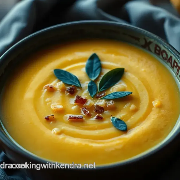 Creamy Coquina Squash Soup with Sage and Caramelized Onions