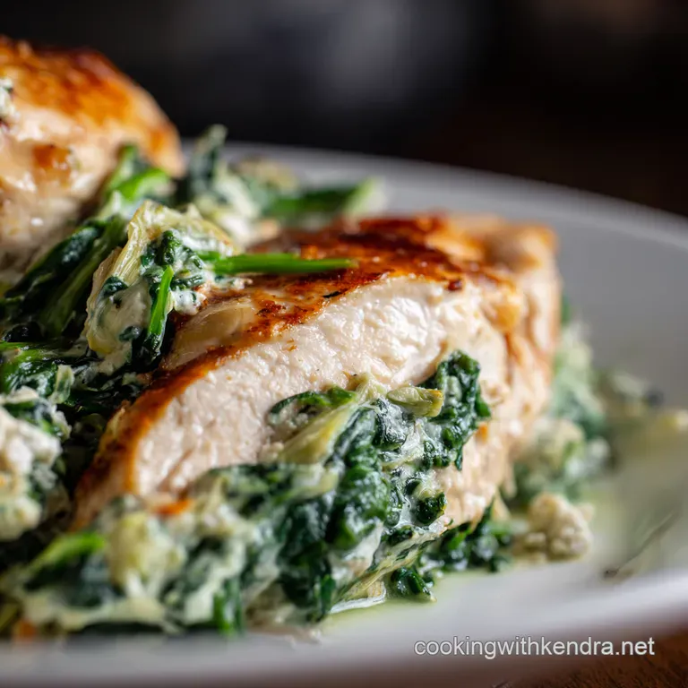 Creamy Cottage Cheese Spinach Artichoke Chicken Bake presentation