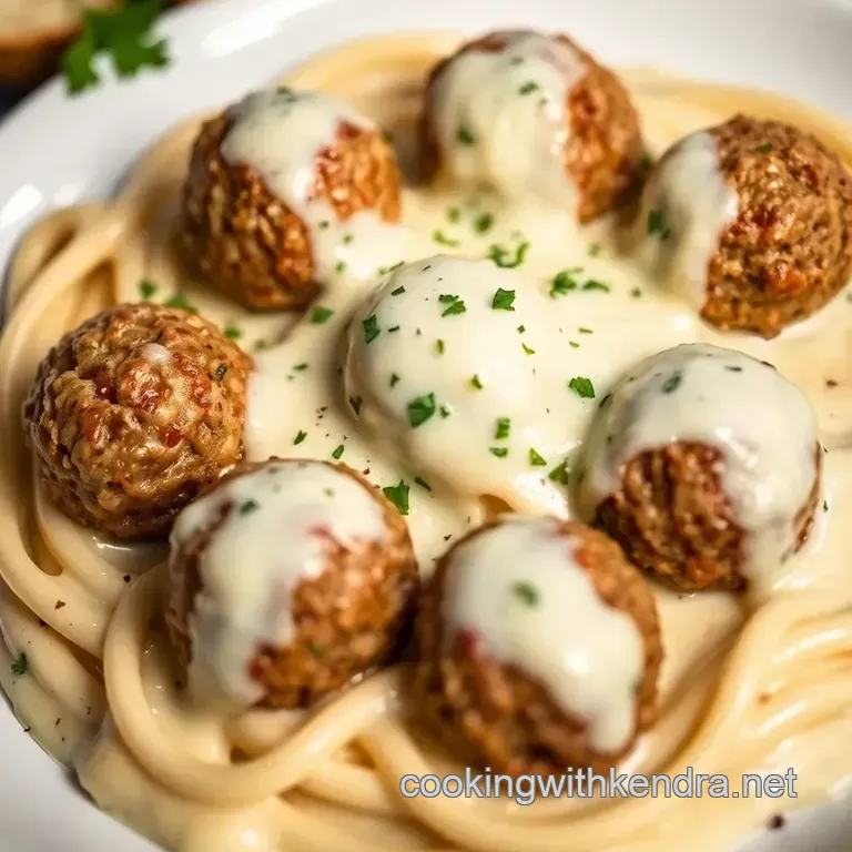 Creamy Garlic Parmesan Meatballs with Rich Alfredo Sauce presentation