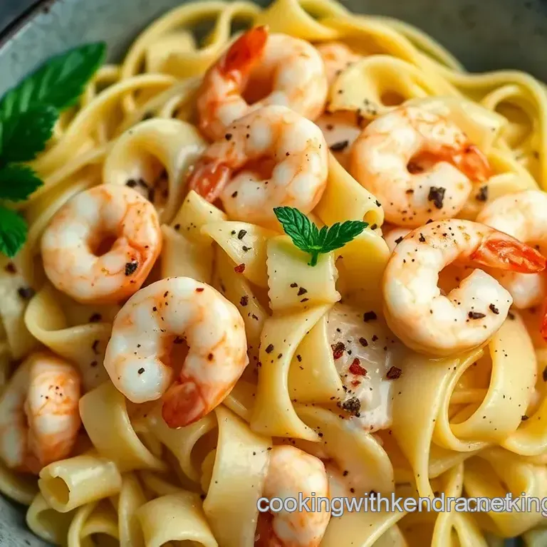 Creamy Lemon-Garlic Farfalle with Pan-Seared Shrimp