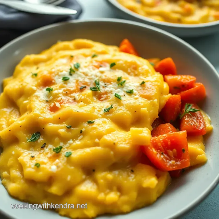 Creamy Polenta with Roasted Cherry Tomatoes & Basil Oil presentation