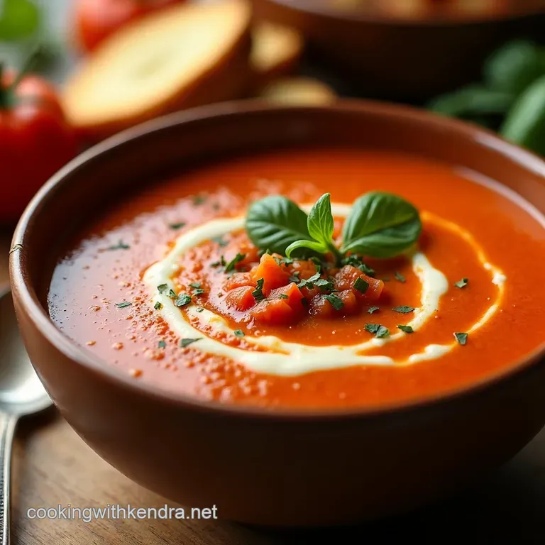 Crimson Comfort the Ultimate Creamy Tomato Soup presentation