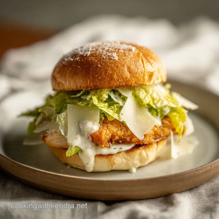 A golden toasted sandwich on a white platter, paired with crisp garden greens and a sprinkle of white parmesan.