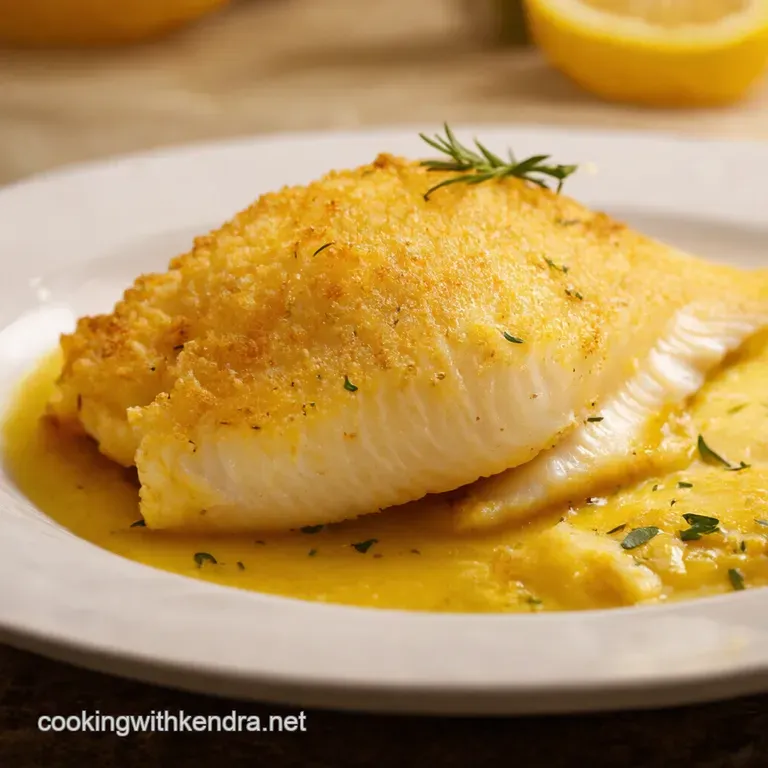 Crispy Lemonherb Baked Flounder presentation