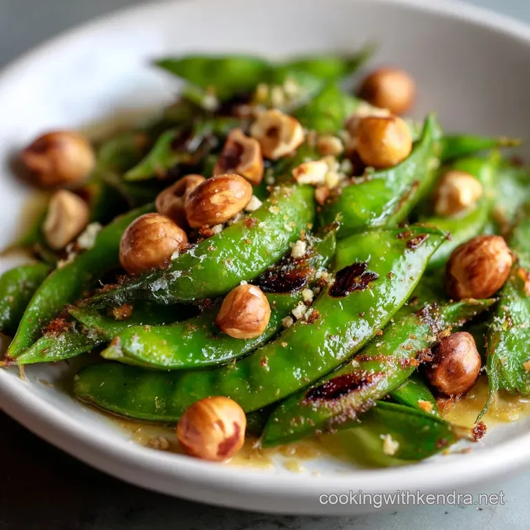 Snap Peas: Blistered with Brown Butter Hazelnuts