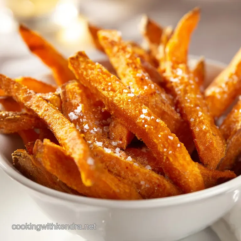 Vibrant orange potato fries arranged neatly on a matte black plate next to a small bowl of zesty dipping sauce.