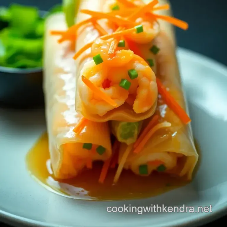 Crispy Thai Spring Rolls with Fresh Herbs and Dipping Sauce presentation