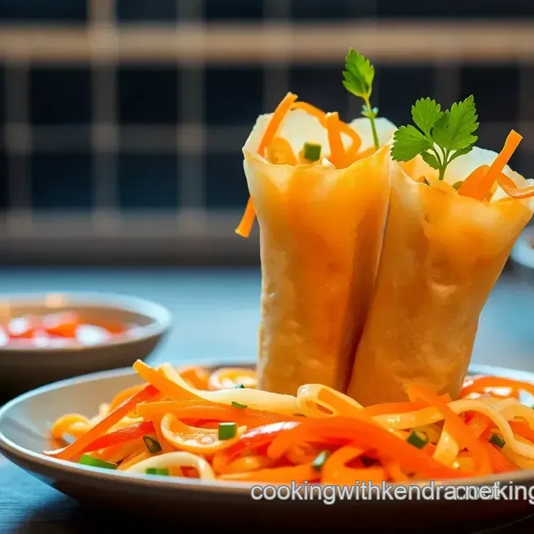 Crispy Thai Spring Rolls with Fresh Herbs and Dipping Sauce