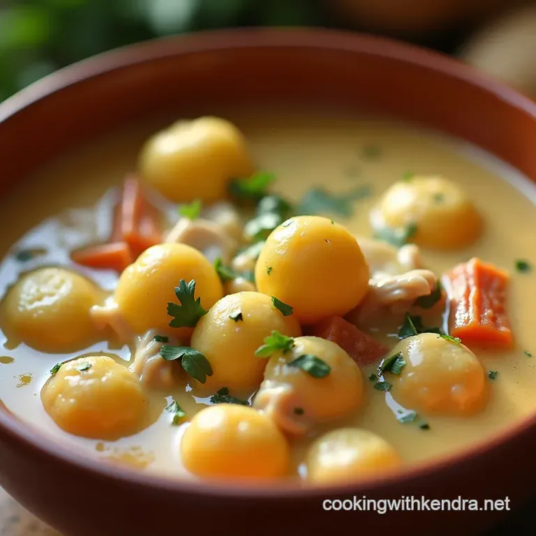 Slow Cooker Sunday Secret Creamy Chicken and Pillowy Gnocchi Soup presentation