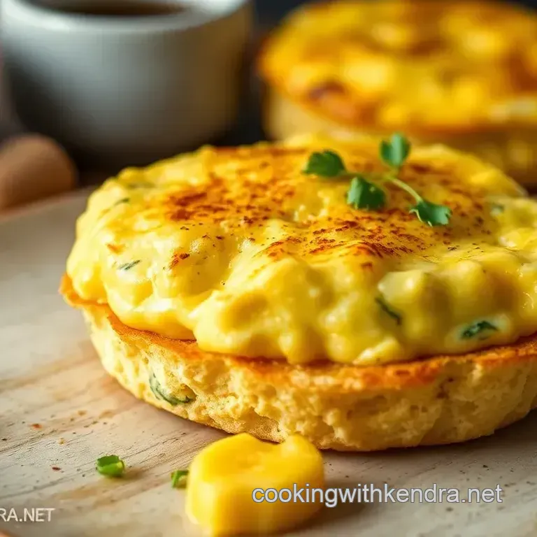 Scrambled Eggs on Toasted English Muffins