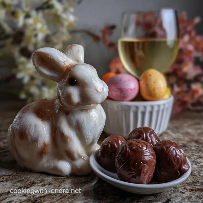 Pink, frothy cocktail with sugared rim, garnished with a fresh strawberry and a whimsical bunny-shaped garnish, on a brigh...