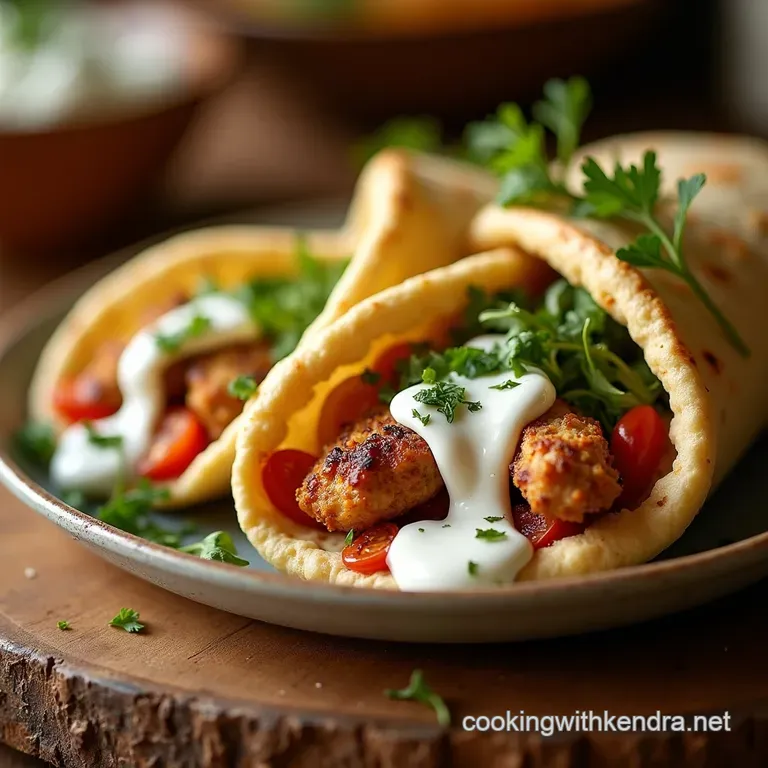 Proper Homemade Chicken Gyros with Zesty Tzatziki Warm Pittas presentation
