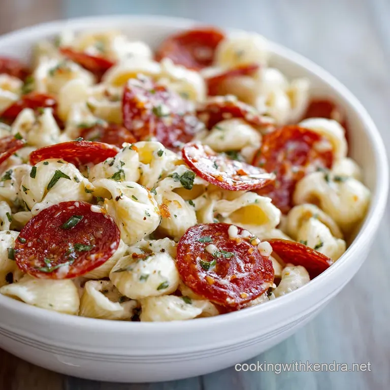 Pepperoni Pizza Pasta Salad the Crowdpleasing Picnic Favourite presentation