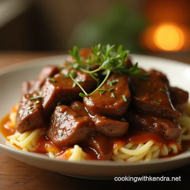 The Easiest Ever Slow Cooker Pepper Steak with Savoury Gravy presentation