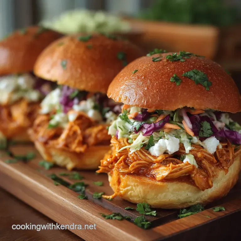 Slow Cooker Buffalo Chicken Sliders with Garlic Butter Hawaiian Rolls presentation