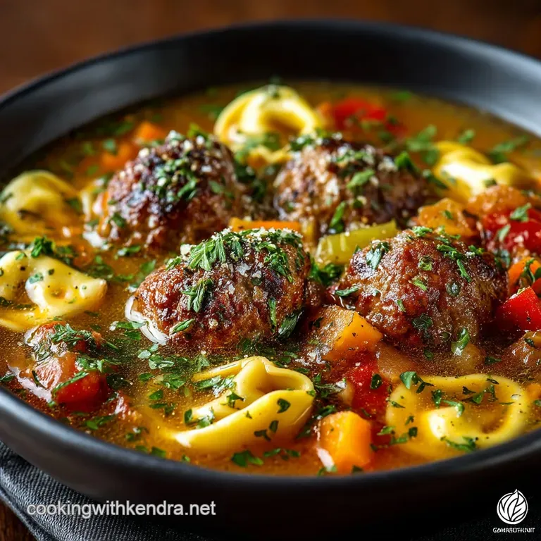 The Ultimate Slow Cooker Set It and Forget It Meatball Tortellini Soup presentation