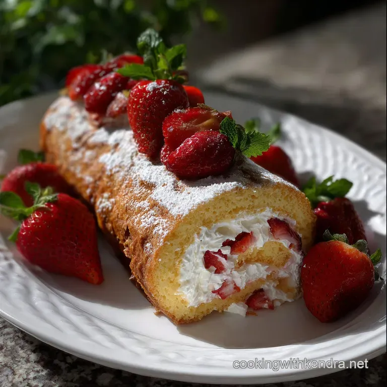 Easy Strawberries Cream Swiss Roll Recipe