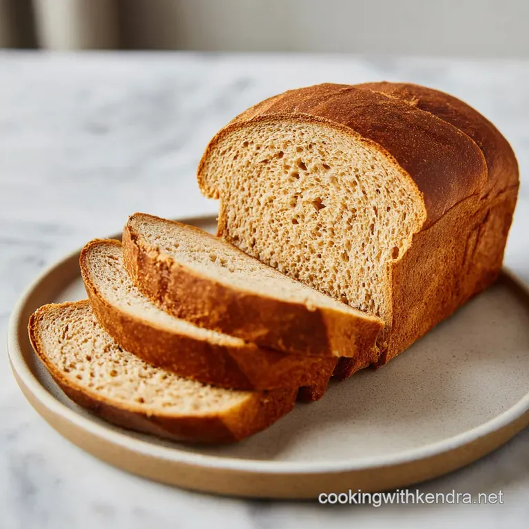 Thick slices of tan-colored bread stacked on a wooden board next to a small bowl of salted butter and honey.