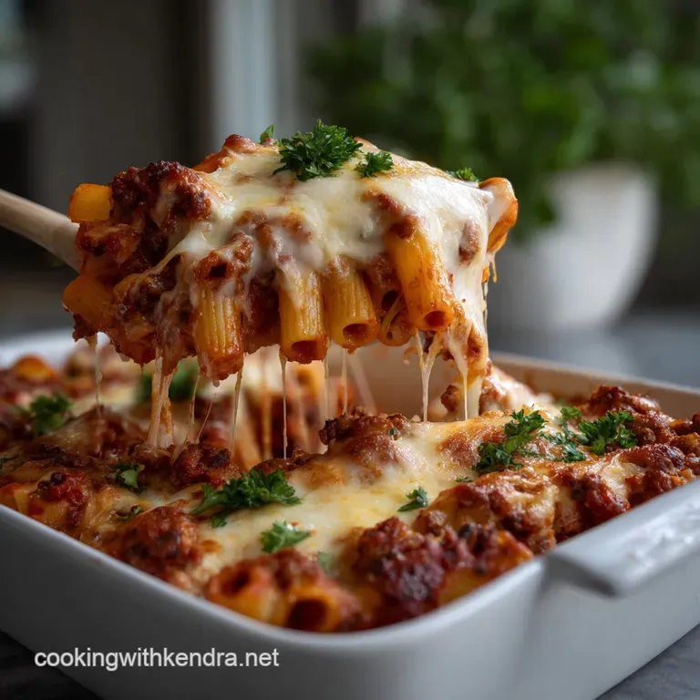 The Ultimate Extra Cheesy Baked Ziti Recipe presentation