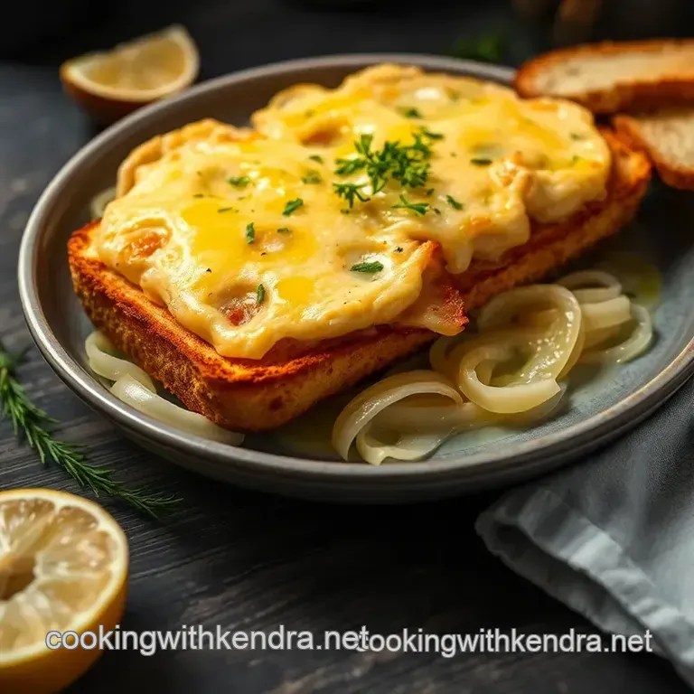 Fancy Pants Tuna Melt with Caramelized Onions and Gruy&egrave;re presentation