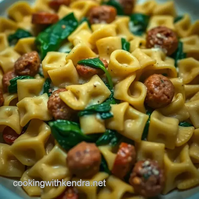 Farfalle with Sausage Spinach and Creamy Tomato Sauce presentation