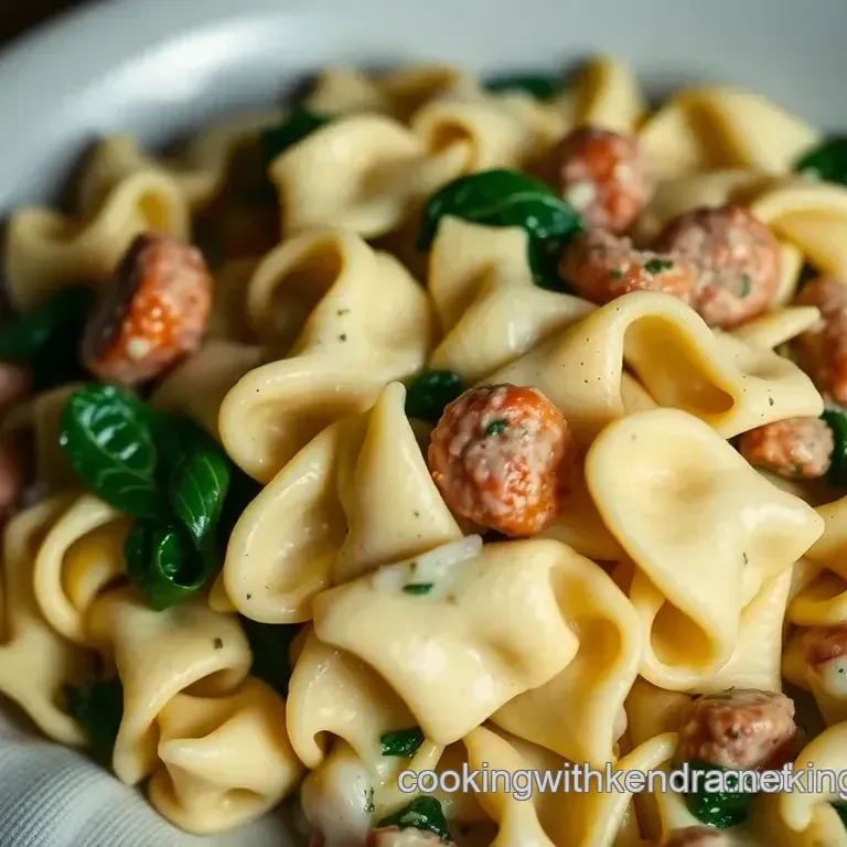 Farfalle with Sausage Spinach and Creamy Tomato Sauce