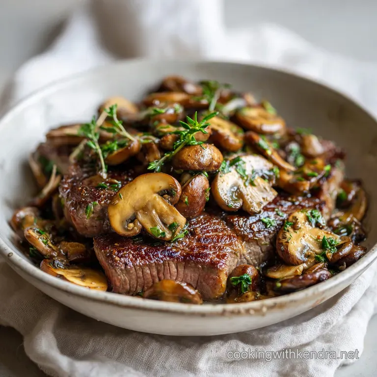 Beef Steak Side Dish with Garlic Butter Mushrooms