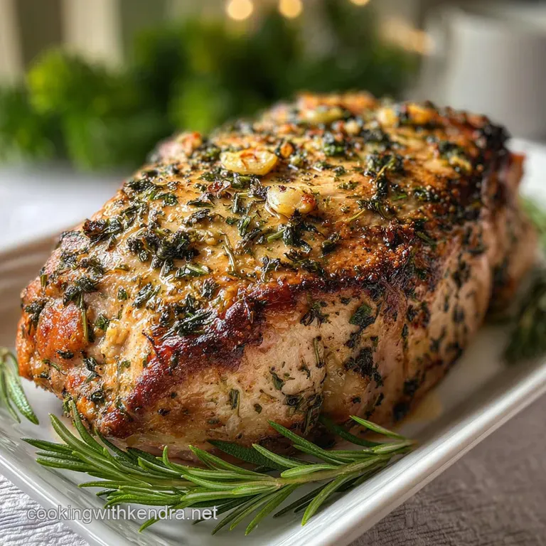 Succulent slices of oven-roasted turkey breast, artfully arranged. Sprigs of fresh herbs add a pop of color, enticing the ...