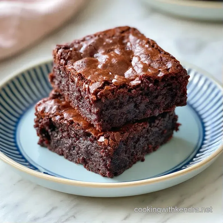 A stack of rich chocolate squares garnished with a dollop of whipped cream and a fresh mint leaf on a dark slate plate