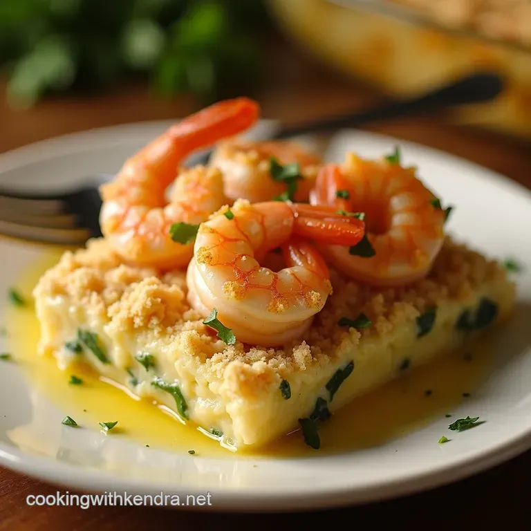Golden Gratin Baked Shrimp Casserole with Lemonherb Crumble presentation