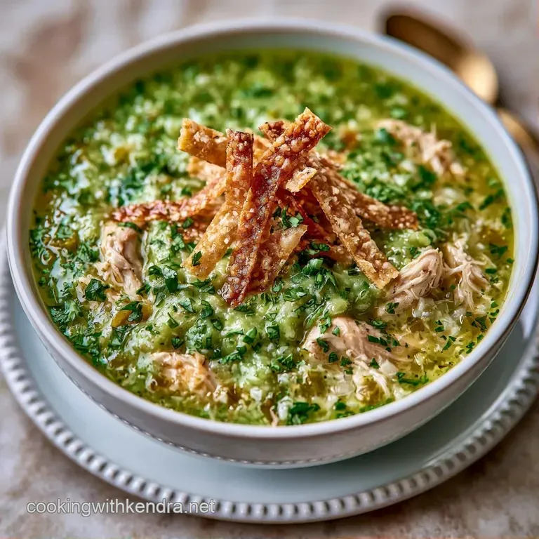 Elegant ceramic bowl of creamy green soup with sliced avocado, bright lime, and golden strips on a linen napkin.