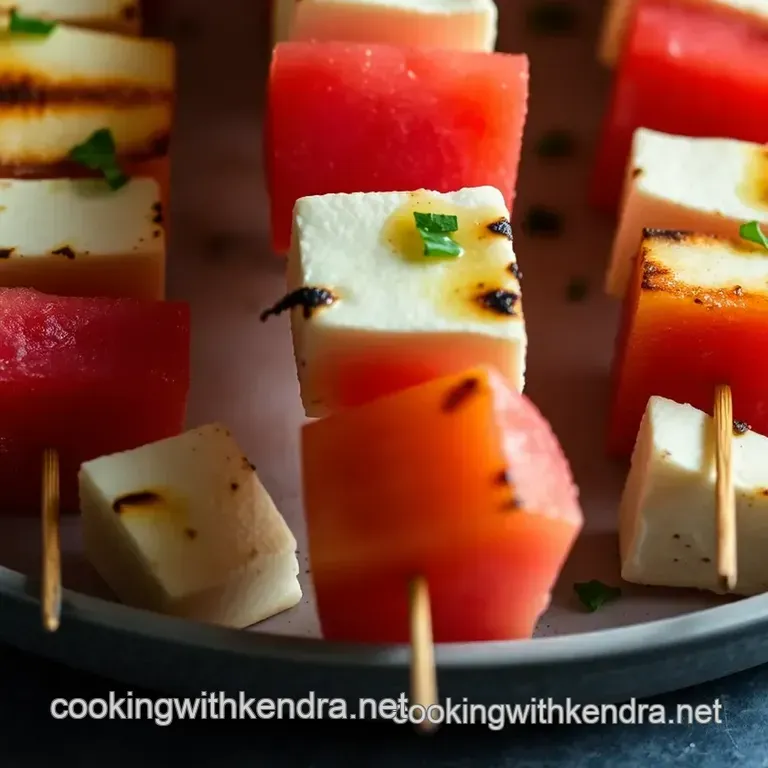 Grilled Halloumi & Watermelon Skewers presentation
