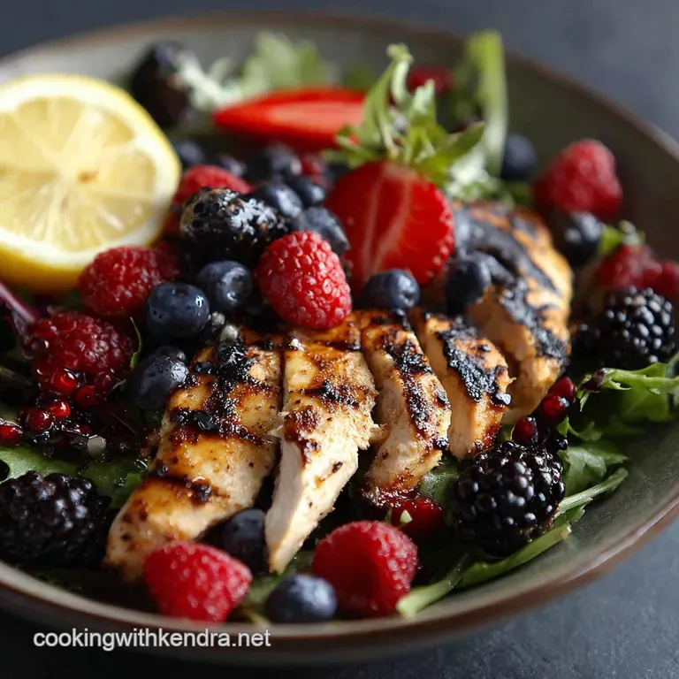 Summer Berry Salad with Zesty Grilled Lemon Chicken presentation