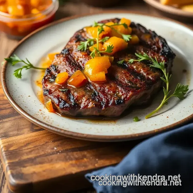 Grilled Ribeye Steak with Zesty Relish presentation