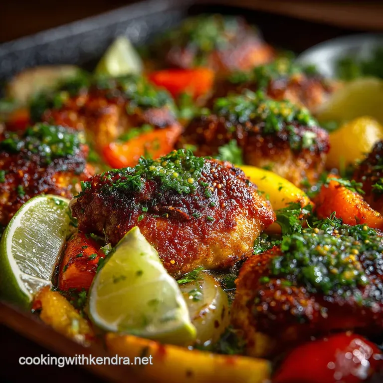 Harissaspiced Chicken Veggie Traybake presentation