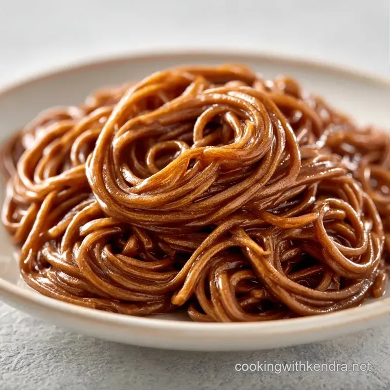 Neatly swirled grey noodles on a white ceramic plate, topped with julienned carrots and bright green herbs.