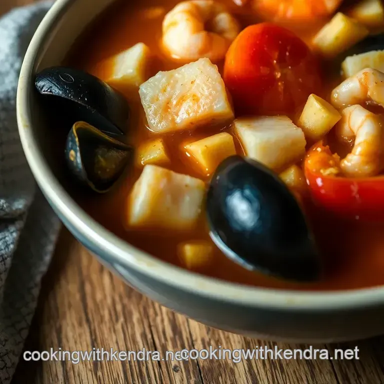 Hearty Fisherman s Wharf Seafood Soup presentation