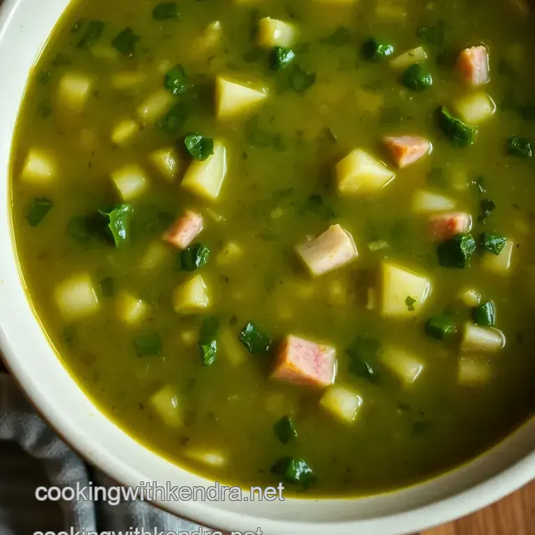 Hearty Southern-Style Turnip Green Soup with Ham and Garlic presentation
