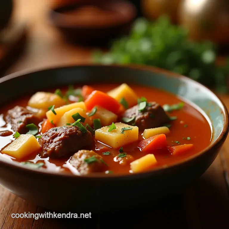 Hearty Homestyle Vegetable Beef Soup Deeply Savoury Packed with Goodness presentation