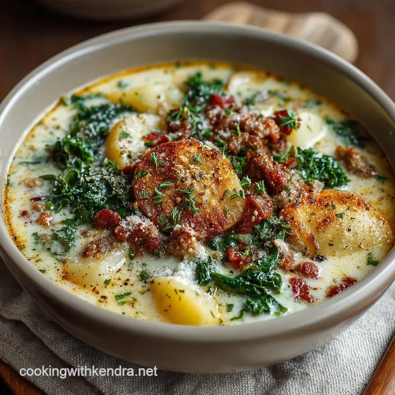 The Tuscan Firepot Hearty Sausage Potato and Kale Zuppa Toscana presentation
